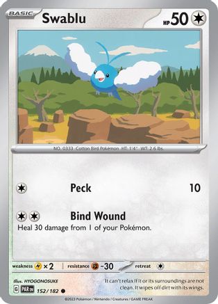 Image of Swablu 152/182  - Reverse Holofoil SV04 Paradox Rift - Common