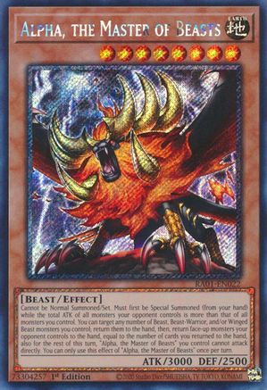 Image of Alpha, the Master of Beasts (Platinum Secret Rare) (RA01-EN022) - 25th Anniversary Rarity Collection 1st Edition
