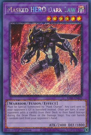 Image of Masked HERO Dark Law (Platinum Secret Rare) (RA01-EN025) - 25th Anniversary Rarity Collection 1st Edition