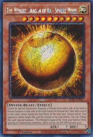 Image of The Winged Dragon of Ra - Sphere Mode (Platinum Secret Rare) (RA01-EN007) - 25th Anniversary Rarity Collection 1st Edition