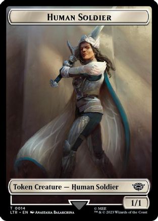 Image of Human Soldier (0014) // Food (0023) Double-Sided Token (Surge Foil) (LTR-14 // 23) - The Lord of the Rings: Tales of Middle-earth Foil