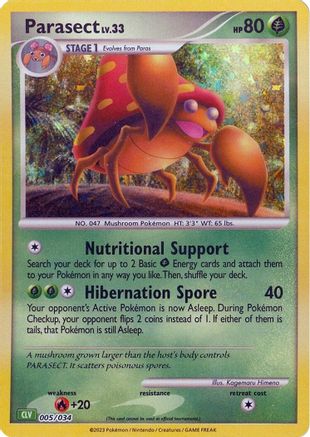 Image of Parasect 005/034  - Holofoil Trading Card Game Classic - Classic Collection