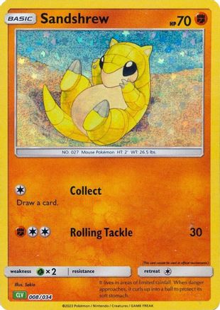 Image of Sandshrew 008/034  - Holofoil Trading Card Game Classic - Classic Collection