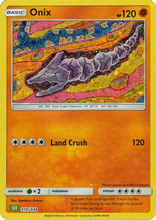 Image of Onix 010/034  - Holofoil Trading Card Game Classic - Classic Collection