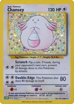 Image of Chansey 015/034  - Holofoil Trading Card Game Classic - Classic Collection