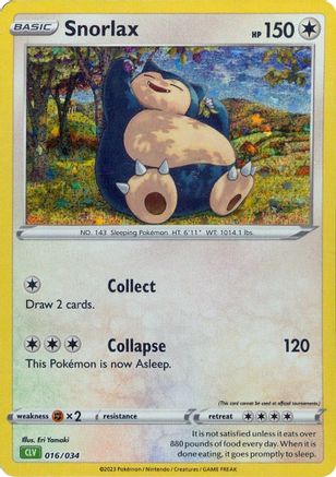 Image of Snorlax 016/034  - Holofoil Trading Card Game Classic - Classic Collection