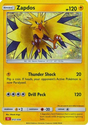 Image of Zapdos 012/034  - Holofoil Trading Card Game Classic - Classic Collection