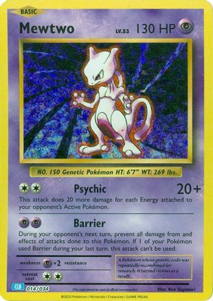 Image of Mewtwo 014/034  - Holofoil Trading Card Game Classic - Classic Collection