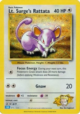 Image of Lt. Surge's Rattata 015/034  - Holofoil Trading Card Game Classic - Classic Collection