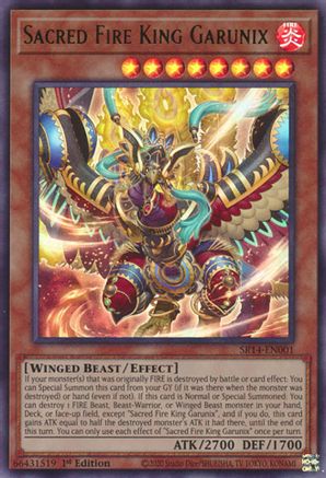 Image of Sacred Fire King Garunix (SR14-EN001) - Structure Deck: Fire Kings 1st Edition