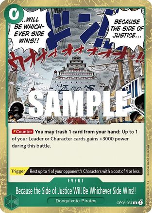 Image of Because the Side of Justice Will Be Whichever Side Wins!! (OP05-037) - Awakening of the New Era Foil