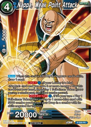 Image of Nappa, Weak Point Attack (Zenkai Series Tournament Pack Vol.6) (P-559) - Tournament Promotion Cards