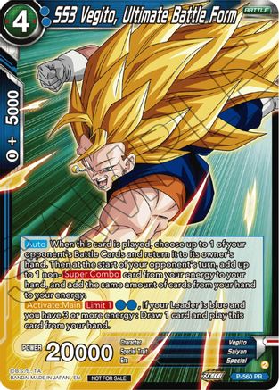 Image of SS3 Vegito, Ultimate Battle Form (Zenkai Series Tournament Pack Vol.6) (P-560) - Tournament Promotion Cards