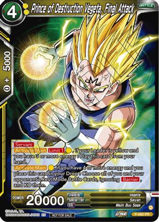 Image of Prince of Destrcution Vegeta, Final Attack (Zenkai Series Tournament Pack Vol.6) (P-565) - Tournament Promotion Cards