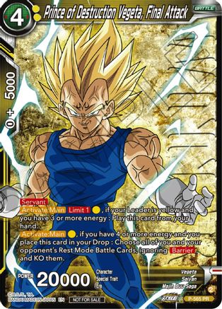 Image of Prince of Destruction Vegeta, Final Attack (Zenkai Series Tournament Pack Vol.6) (Winner) (P-565) - Tournament Promotion Cards Foil