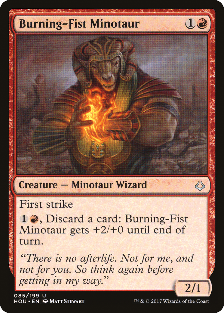 Image of Burning-Fist Minotaur (HOU-085) - Hour of Devastation Foil