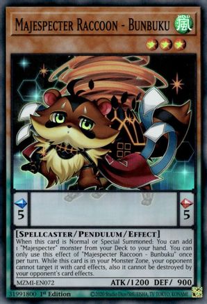 Image of Majespecter Raccoon - Bunbuku (MZMI-EN072) - Maze of Millennia 1st Edition