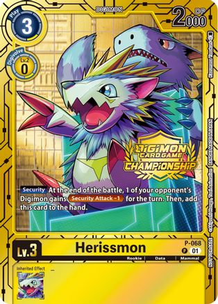 Image of Herissmon - P-068 (Championship 2023 Gold Card Set) (P-068) - Digimon Promotion Cards Foil