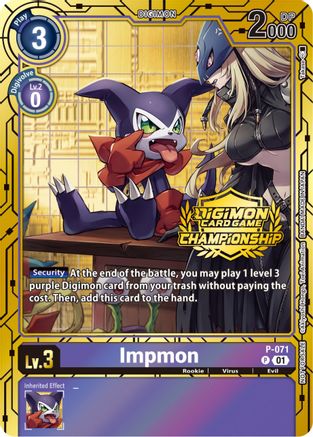 Image of Impmon - P-071 (Championship 2023 Gold Card Set) (P-071) - Digimon Promotion Cards Foil
