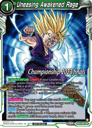 Image of Uneasing Awakened Rage (2023 Championship Finals Celebration Pack) (BT21-097) - Tournament Promotion Cards Foil