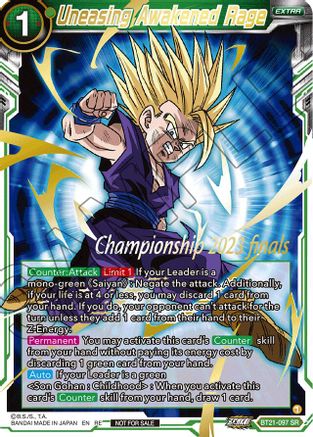 Image of Uneasing Awakened Rage (2023 Championship Finals Celebration Pack Deluxe Set) (BT21-097) - Tournament Promotion Cards Foil