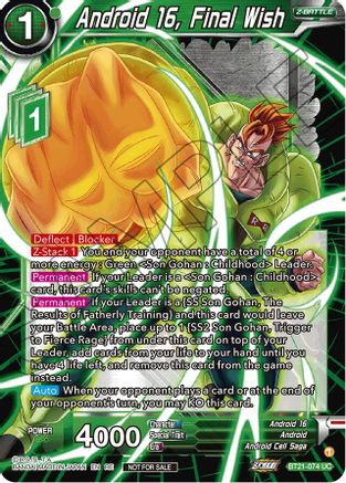 Image of Android 16, Final Wish (2023 Championship Finals Zenkai Premium Pack) (BT21-074) - Tournament Promotion Cards Foil