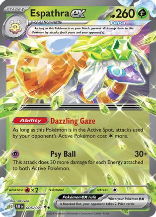 Image of Espathra ex 006/091  - Holofoil SV Paldean Fates - Double Rare