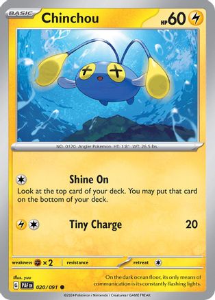 Image of Chinchou 020/091  SV Paldean Fates - Common