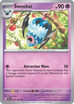 Image of Swoobat 033/091  SV Paldean Fates - Uncommon