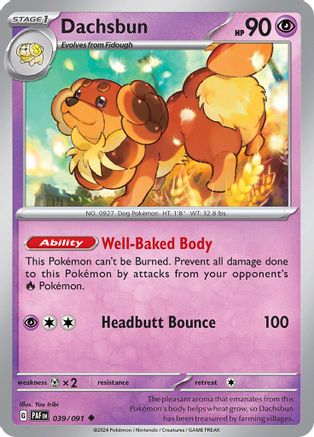 Image of Dachsbun 039/091  - Reverse Holofoil SV Paldean Fates - Uncommon