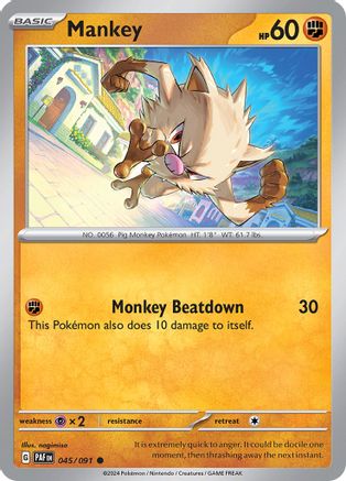 Image of Mankey 045/091  - Reverse Holofoil SV Paldean Fates - Common