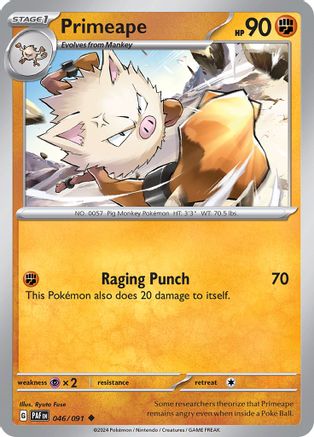 Image of Primeape 046/091  - Reverse Holofoil SV Paldean Fates - Uncommon