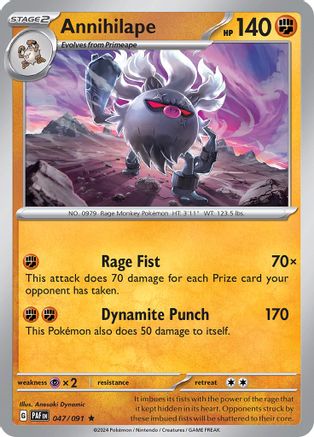 Image of Annihilape 047/091  - Holofoil SV Paldean Fates - Rare