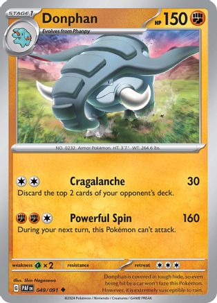 Image of Donphan 049/091  - Reverse Holofoil SV Paldean Fates - Uncommon