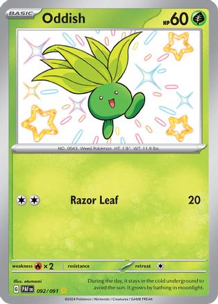 Image of Oddish 092/091  - Holofoil SV Paldean Fates - Shiny Rare
