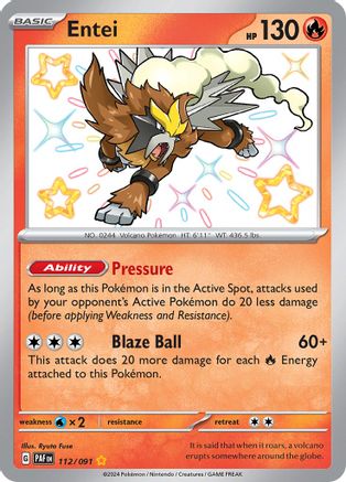 Image of Entei 112/091  - Holofoil SV Paldean Fates - Shiny Rare