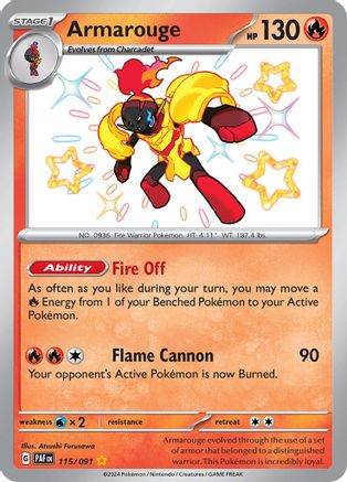 Image of Armarouge 115/091  - Holofoil SV Paldean Fates - Shiny Rare