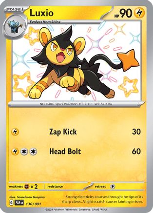 Image of Luxio 136/091  - Holofoil SV Paldean Fates - Shiny Rare