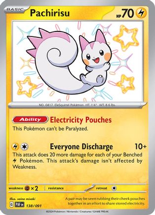 Image of Pachirisu 138/091  - Holofoil SV Paldean Fates - Shiny Rare