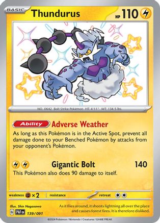 Image of Thundurus 139/091  - Holofoil SV Paldean Fates - Shiny Rare