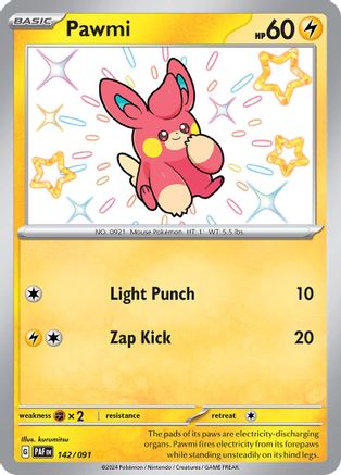 Image of Pawmi 142/091  - Holofoil SV Paldean Fates - Shiny Rare
