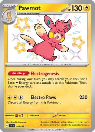 Image of Pawmot 144/091  - Holofoil SV Paldean Fates - Shiny Rare