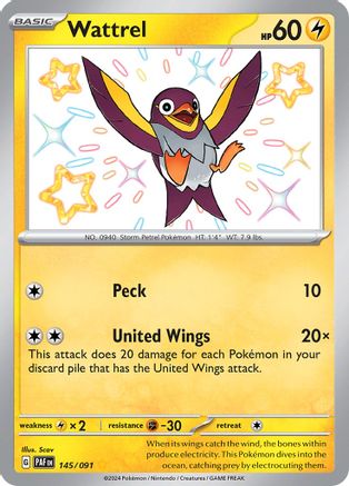 Image of Wattrel 145/091  - Holofoil SV Paldean Fates - Shiny Rare