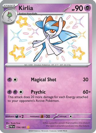Image of Kirlia 154/091  - Holofoil SV Paldean Fates - Shiny Rare