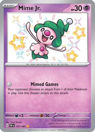 Image of Mime Jr. 157/091  - Holofoil SV Paldean Fates - Shiny Rare
