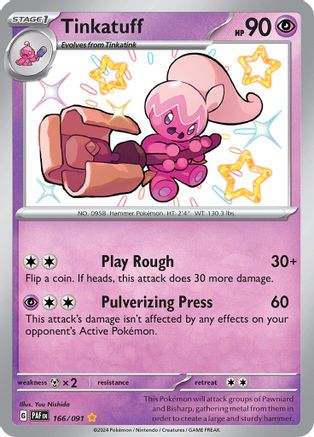 Image of Tinkatuff 166/091  - Holofoil SV Paldean Fates - Shiny Rare