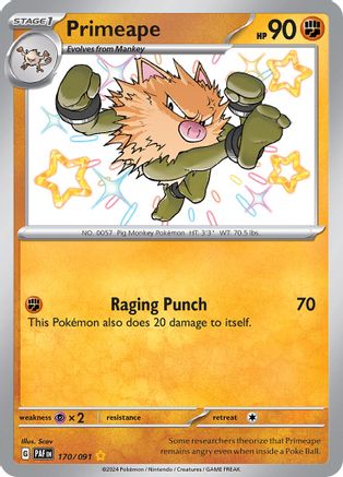 Image of Primeape 170/091  - Holofoil SV Paldean Fates - Shiny Rare