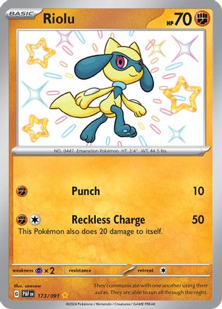 Image of Riolu 173/091  - Holofoil SV Paldean Fates - Shiny Rare