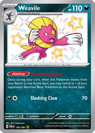 Image of Weavile 183/091  - Holofoil SV Paldean Fates - Shiny Rare