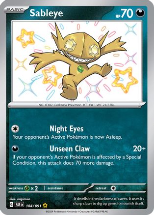 Image of Sableye 184/091  - Holofoil SV Paldean Fates - Shiny Rare